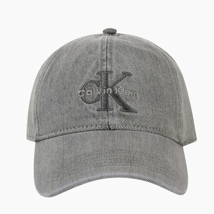 男女通用 CKJ Monogram Denim 刺绣 棒球帽 DARK GRY OS