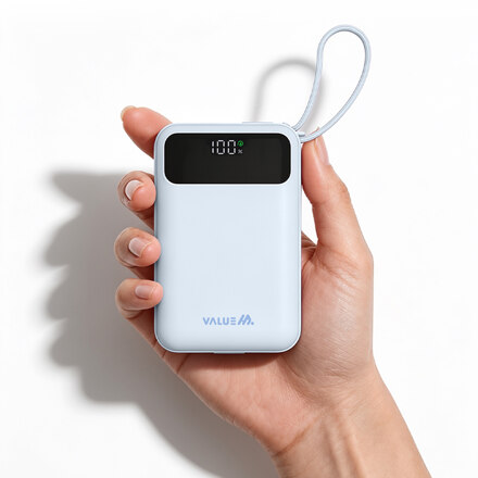 PD 22.5W 초미니 트윈 CP케이블 일체형 보조배터리 20000mAh_스카이블루