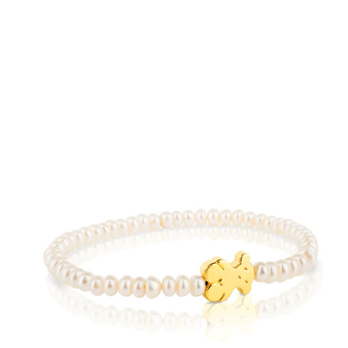 Elastic Gold bracelet and cultured pearls