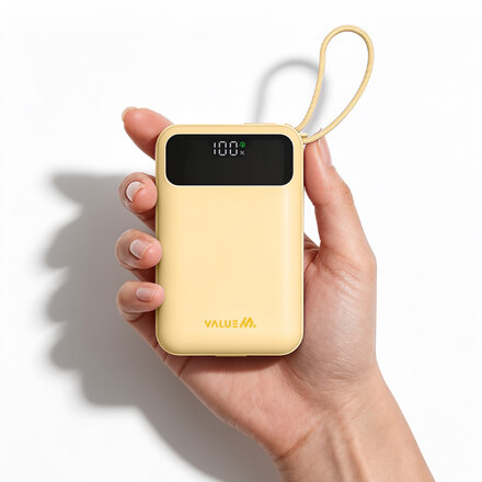 PD 22.5W 초미니 트윈 CP케이블 일체형 보조배터리 20000mAh_옐로우