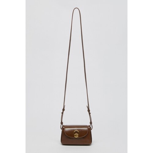 Luv hole mini bag(Glossy crack camel)