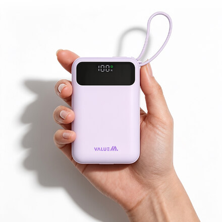 PD 22.5W 초미니 트윈 CP케이블 일체형 보조배터리 20000mAh_라벤더