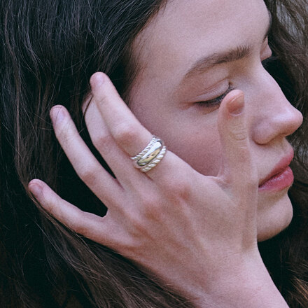 [셀럽 착용]Double twist volume ring [Silver]