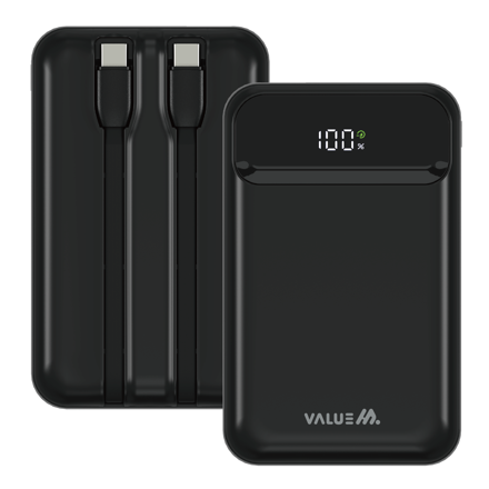 PD 22.5W 트윈 케이블 일체형 디스플레이 고속 보조배터리 20000mAh_블랙