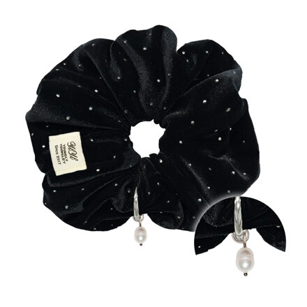 Anniversary initial scrunchie, BLACK DOT_진주