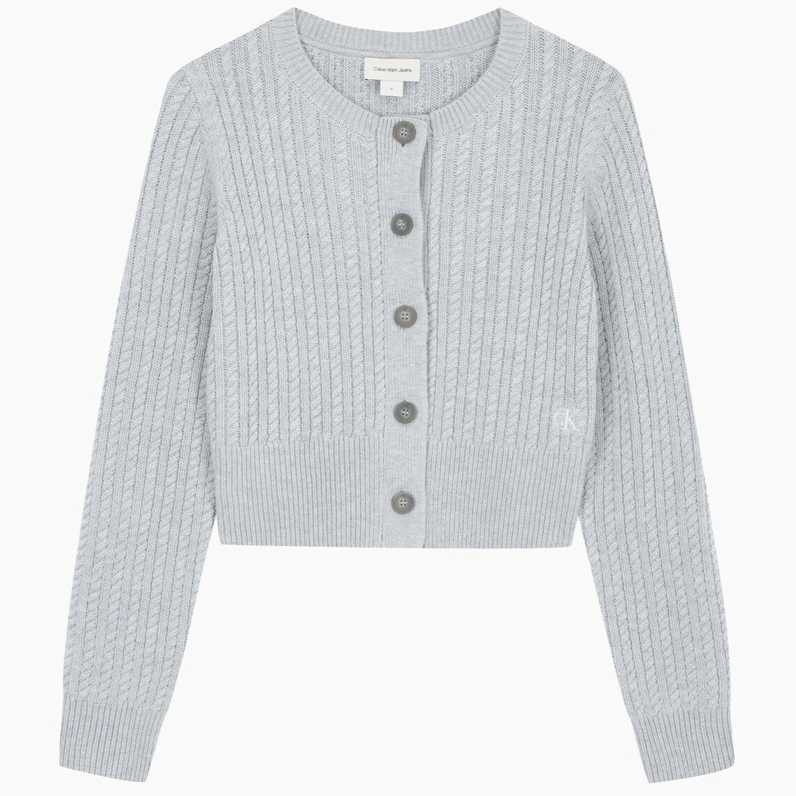 여성 크롭 케이블 가디건_LIGHT GREY HEATHER