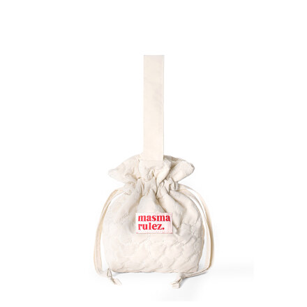 HANDLE STRING BAG 手提束口包 闪耀花卉 奶油色