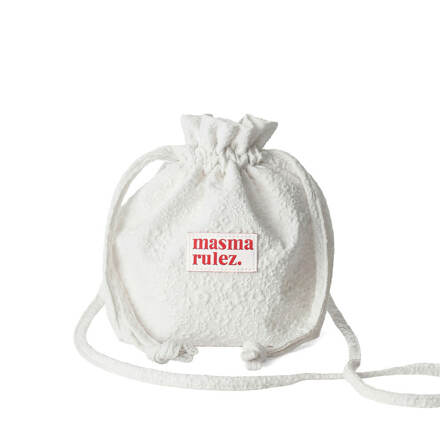 STRING CROSS BAG 斜挎包 压花花卉 象牙白