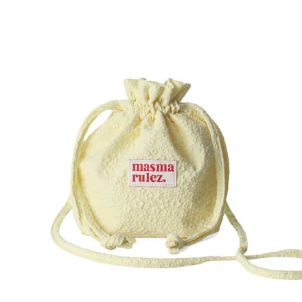 STRING CROSS BAG 斜挎包 压花花卉 奶油柠檬色