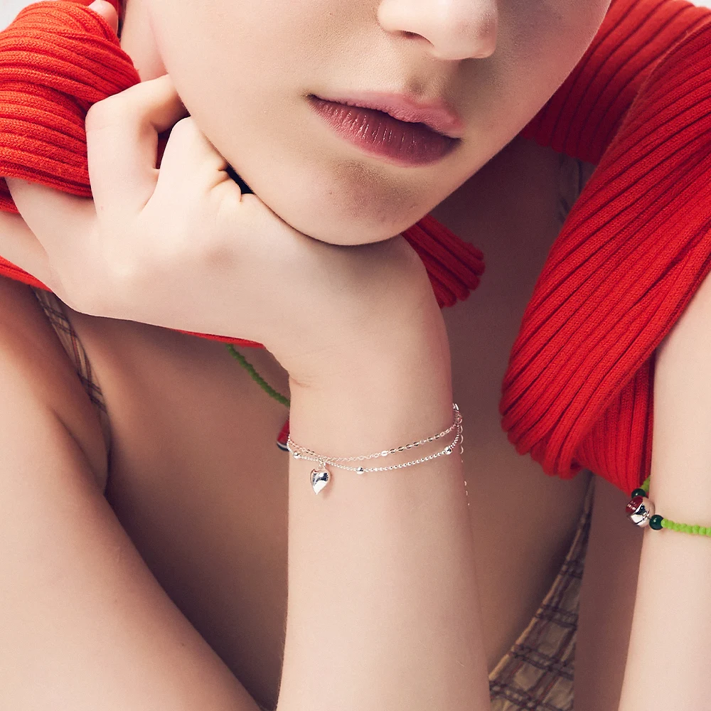 신세계인터넷면세점-다나버튼-bracelet-#Silver/[925실버] 퓨어 하트 레이어드 팔찌