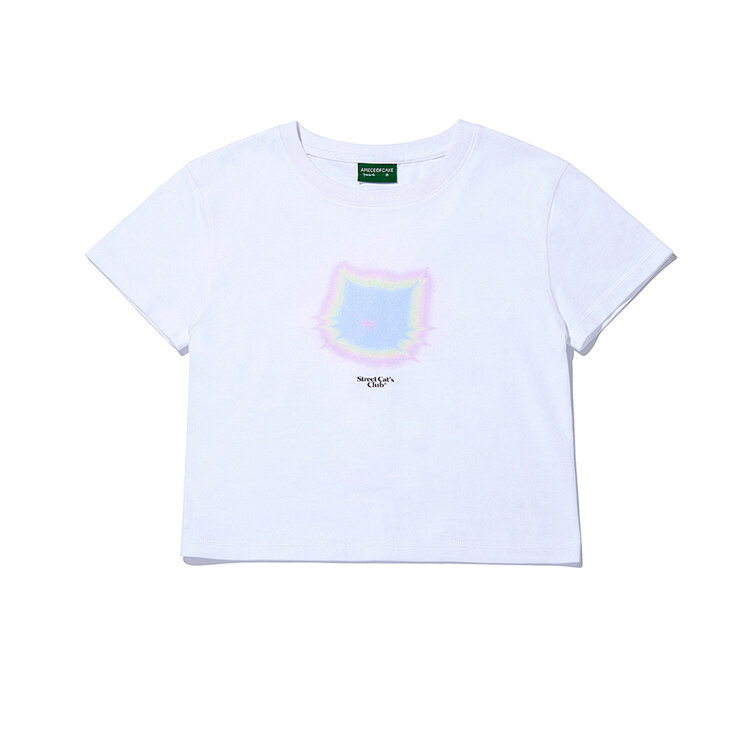 韩际新世界网上免税店-APIECEOFCAKE-服饰-Aurora-Kitten Crop TEE_White T恤