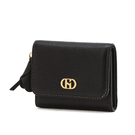 HIWA6F660BK BLACK H LOGO COW LEATHER ZIP WALLET（WITH CHARM）钱包