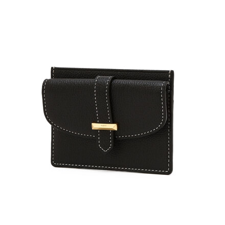 HIHO6E275BK Black Embossed Logo Leather Card Wallet