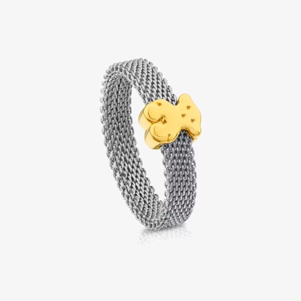 신세계인터넷면세점-토스-ring-Steel and gold ring with bear motif Icon Mesh 14
