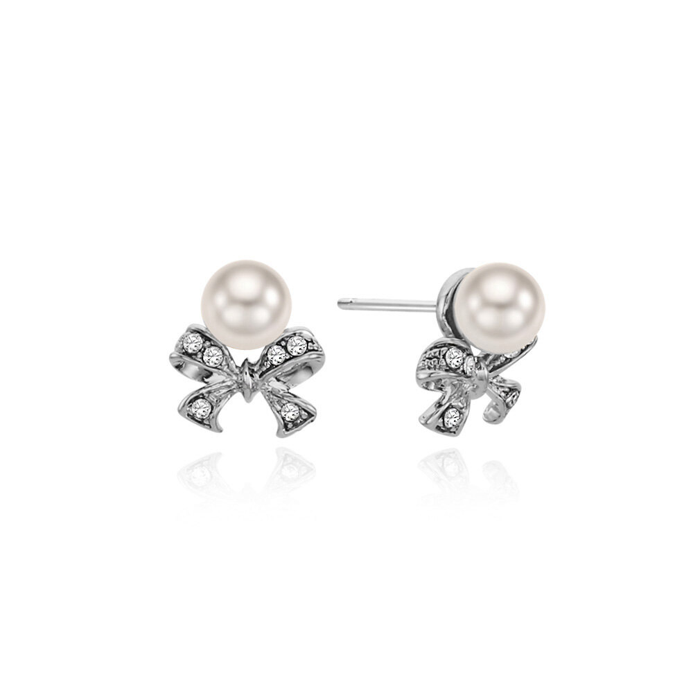 ■ENGBROX■ ruby ribbon pearl earring EBEA23038SV 츄 착용]ruby ribbon pearl earring - 앵브록스 - 시계/주얼리