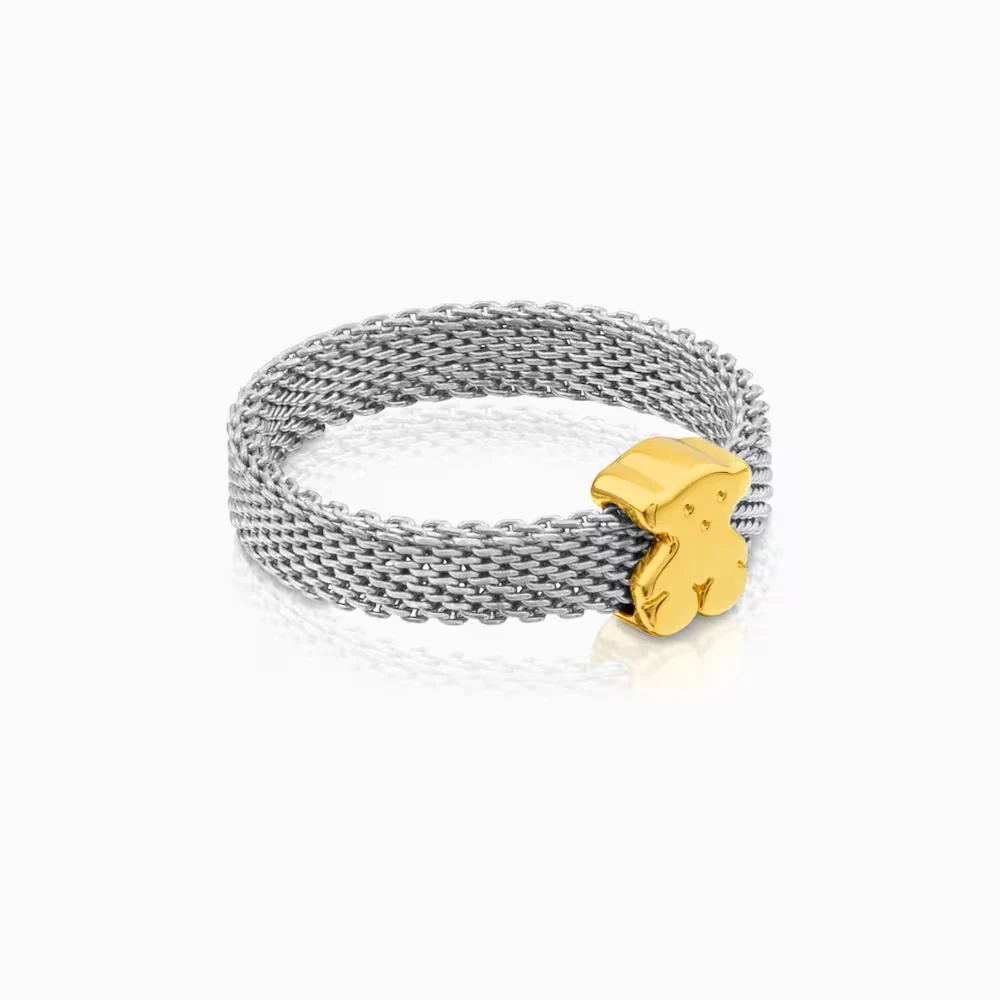 신세계인터넷면세점-토스-ring-Steel and gold ring with bear motif Icon Mesh 14