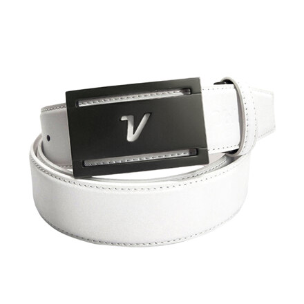 V LOGO MATTE BUCKLE MEN'S COWHIDE GOLF BELT #WHITE 腰带