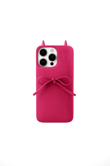 THE SOAP CASE - DELICATE BOW IN NEON PINK SUEDE