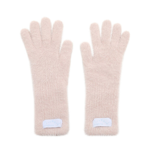 soft fuzzy finger hole gloves_pink