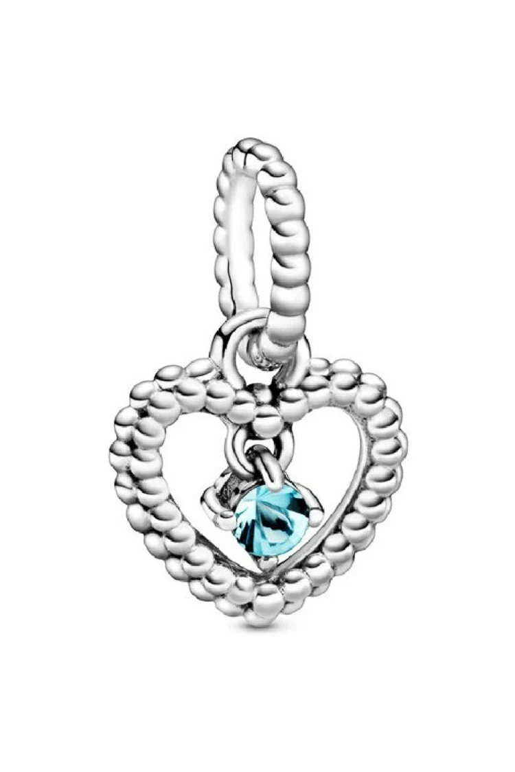 신세계인터넷면세점-판도라-bracelet-아쿠아 블루 비디드 하트 댕글 참 (3월 탄생석)