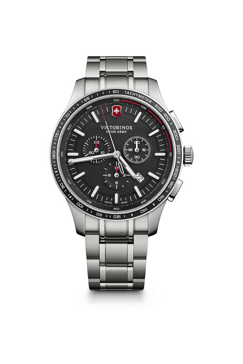 신세계인터넷면세점-빅토리녹스 시계-시계-Alliance Sport Chronograph Black Dial Silver Bracelet Watch