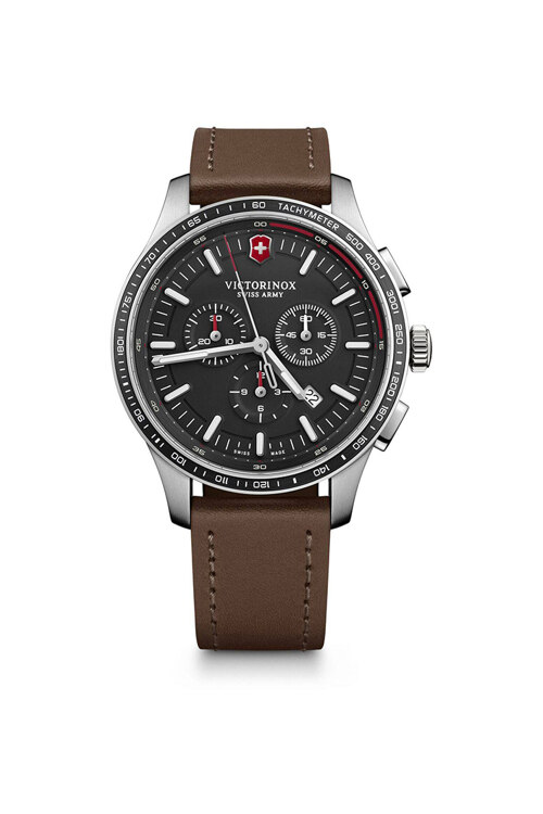 韩际新世界网上免税店-VICTORINOX WAT-手表-Alliance Sport Chronograph Black Dial Brown Leather Strap Watch 手表