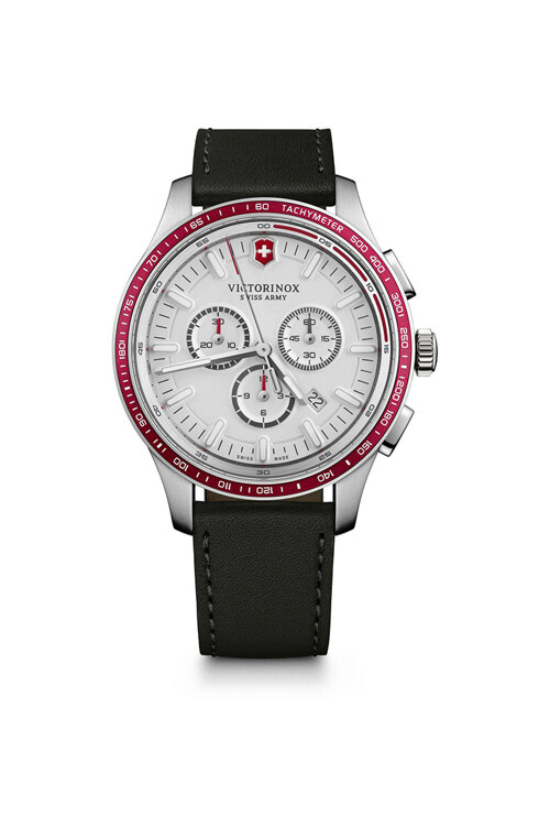 신세계인터넷면세점-빅토리녹스 시계-시계-Alliance Sport Chronograph White Dial Black Leather Strap Watch