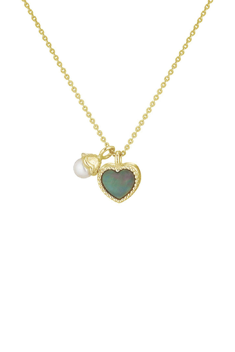 Alice Heart Pearl Necklace (Gold)