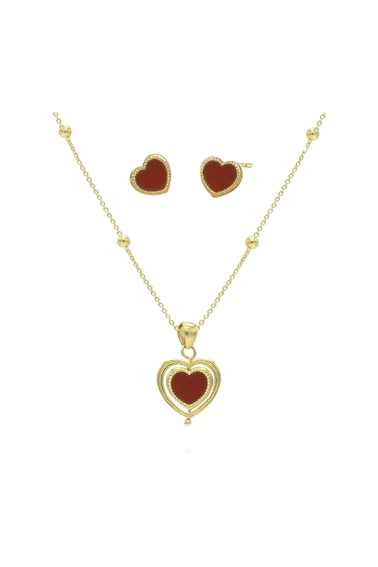 신세계인터넷면세점-플로움-necklace-Alice Love Spin Set (Gold_Red Stone)