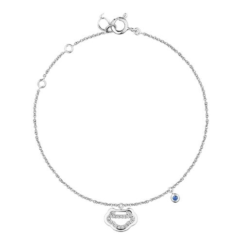 Yu Yi 18K white gold bracelet with diamonds & blue sapphires
