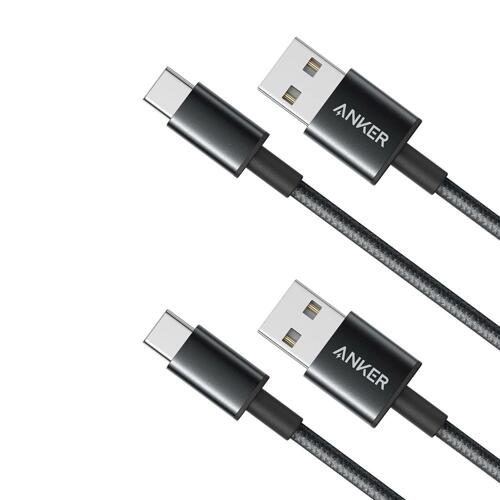 韩际新世界网上免税店-ANKER-USB-[2P] Double-Braided Nylon USB-C to A Cable 2.0 Black 数据线