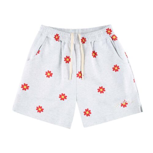 Red flower pattern Shorts  [Light grey]