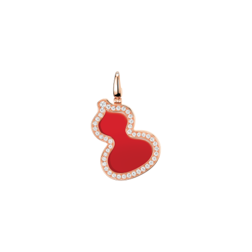 Wulu pendant in 18K rose gold with diamonds and red agate