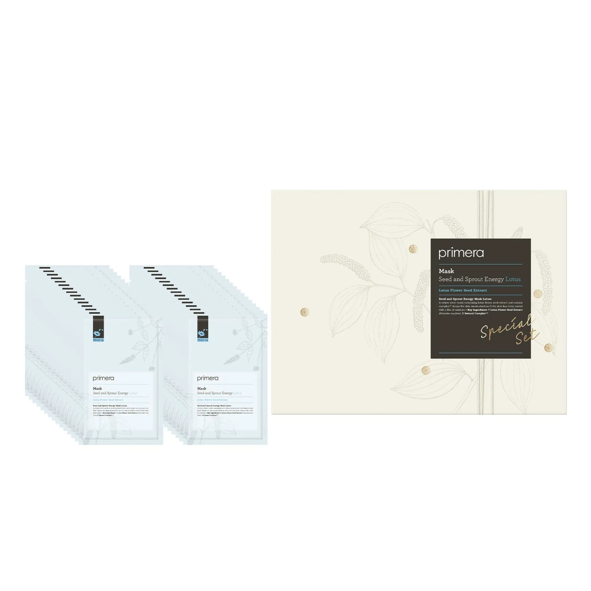 신세계인터넷면세점-프리메라-FaceMasksTreatments-씨드 앤 스프라우트 에너지 마스크 로터스 기획세트 20ml*30매