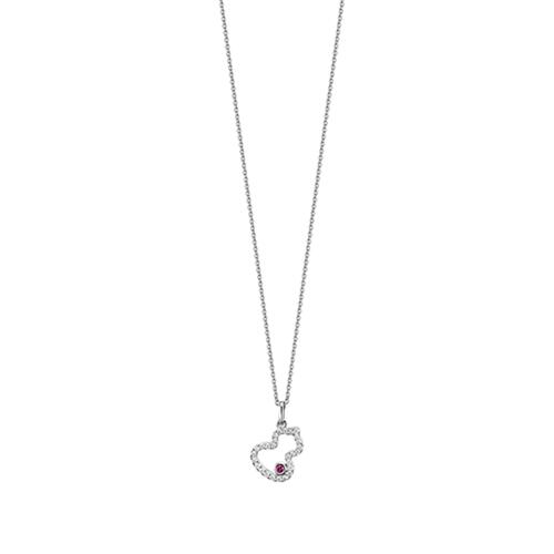 Wulu 18K white gold necklace with diamonds & ruby