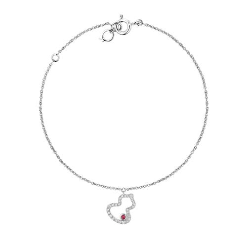 Petite Wulu bracelet in 18K white gold with diamonds and ruby