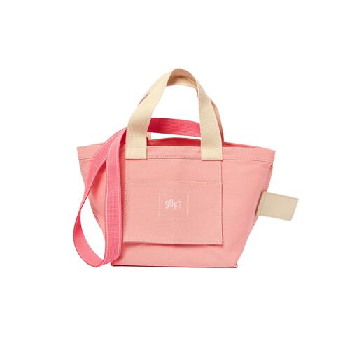 soft market bag - baby pink / white stitches eco bag