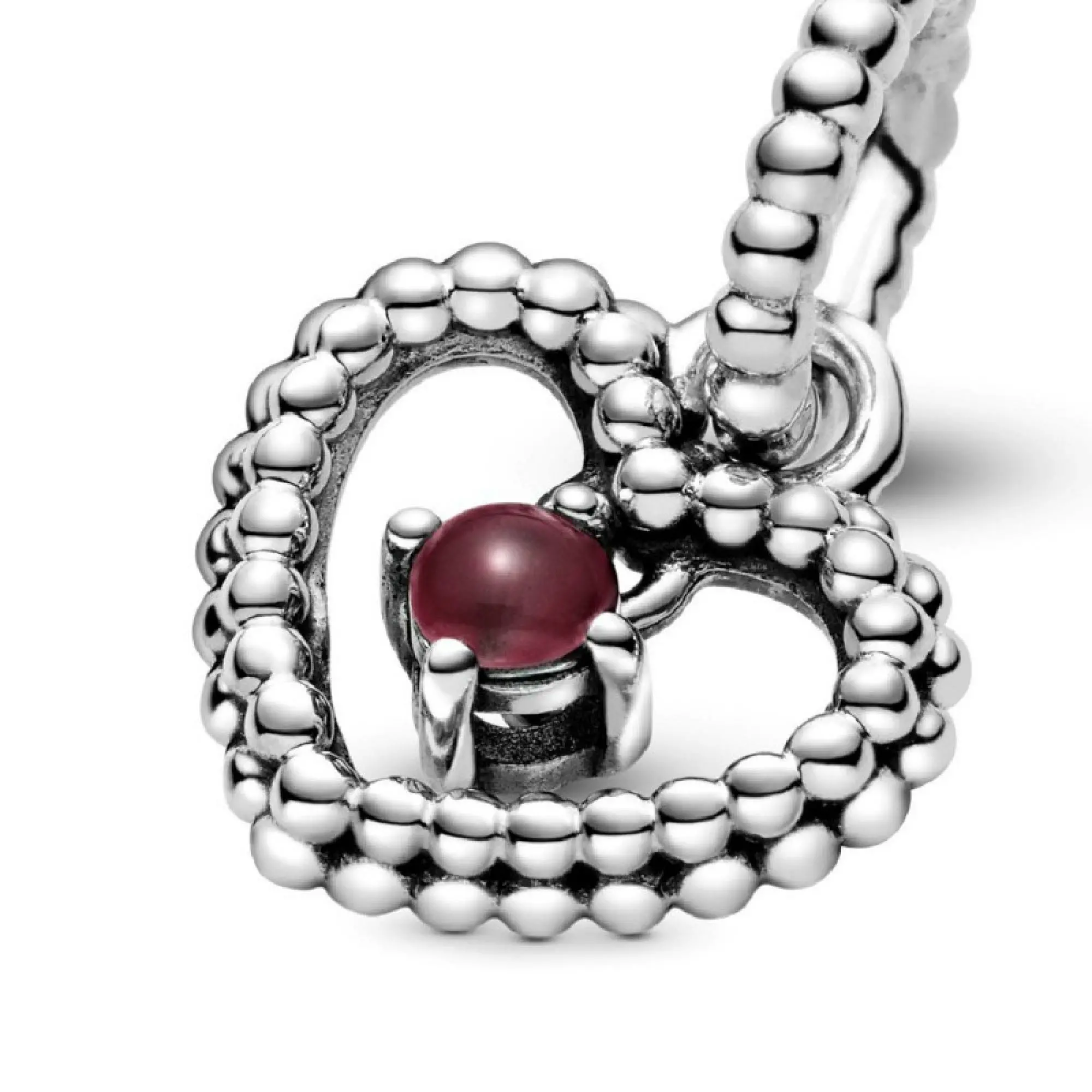 신세계인터넷면세점-판도라-bracelet-다크 레드 하트 실버 댕글 참 (1월 탄생석)