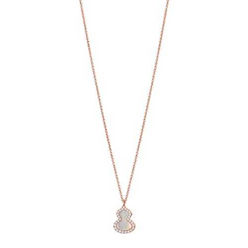 Petite Wulu necklace in 18K rose gold with diamonds and mother of pearl 项链