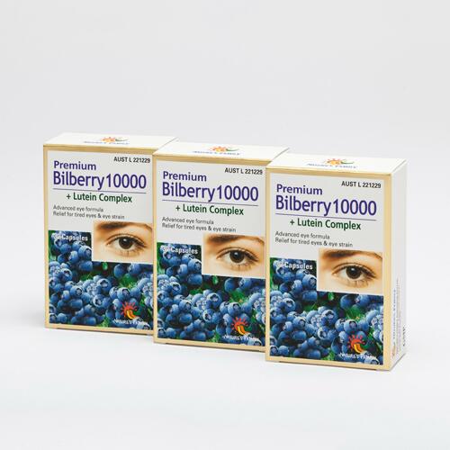 Premium Bilberry10000+Lutein 750mg 30caps x3pack