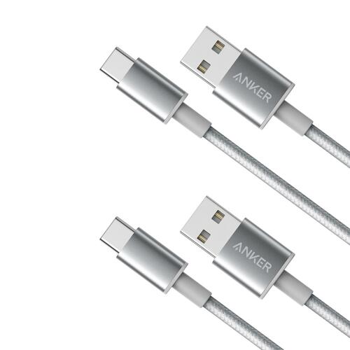 韩际新世界网上免税店-ANKER-USB-[2P] Double-Braided Nylon USB-C to A Cable 2.0 Silver 数据线