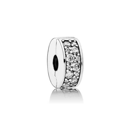 SILVER CLIP WITH CLEAR CUBIC ZIRCONIA AND SILICONE GRIP
